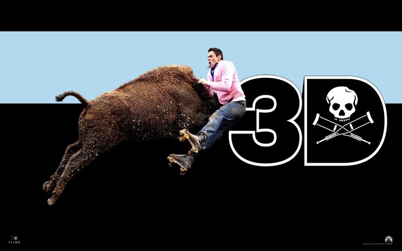 Man on roller skates with a bison