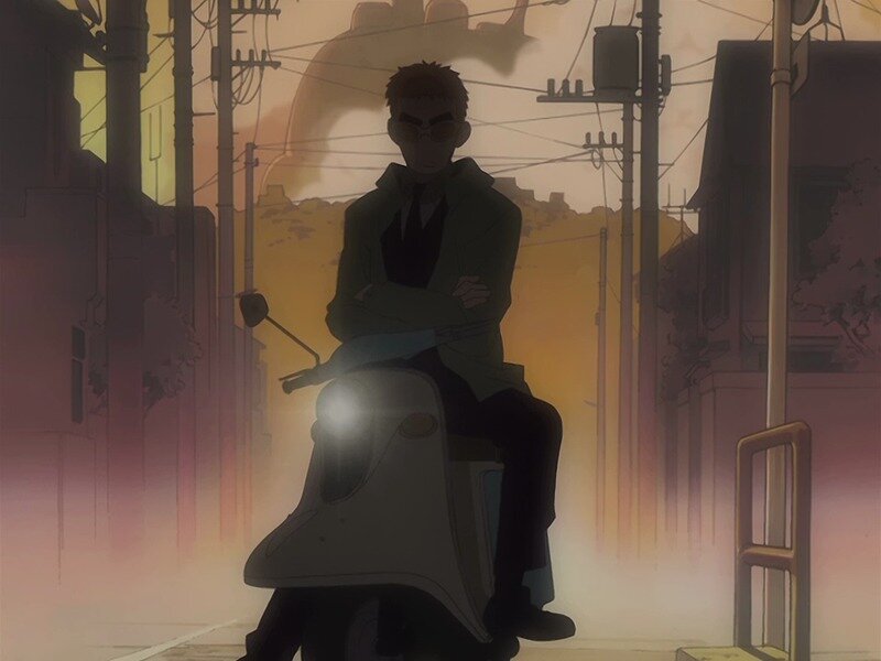 Man on Scooter — Orange