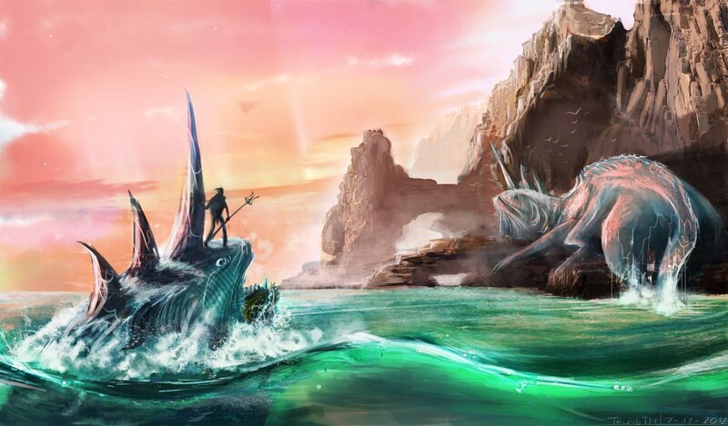 Man on Sea Monster