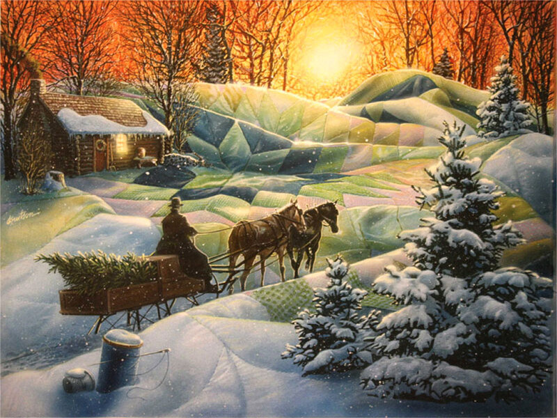 Man on Sleigh with Horses