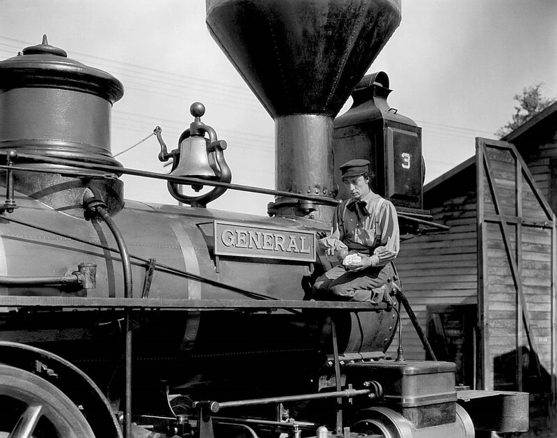 Man on Steam Locomotive — Black