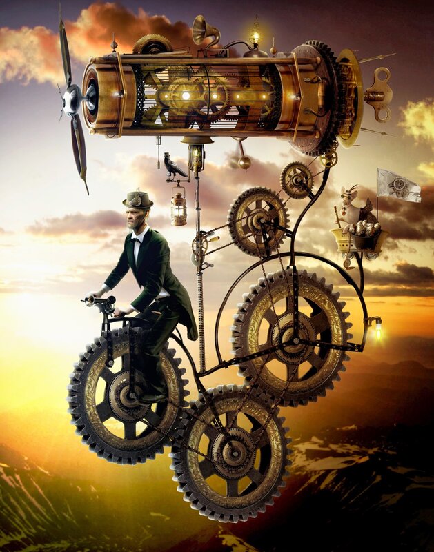 Man on Steampunk Bicycle
