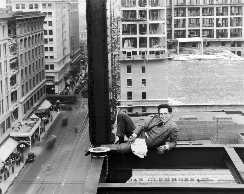 Man on steel beam at height