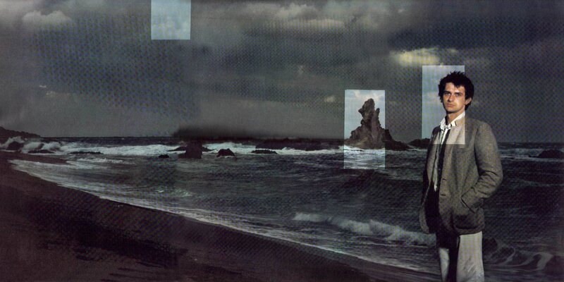 Man on stormy beach