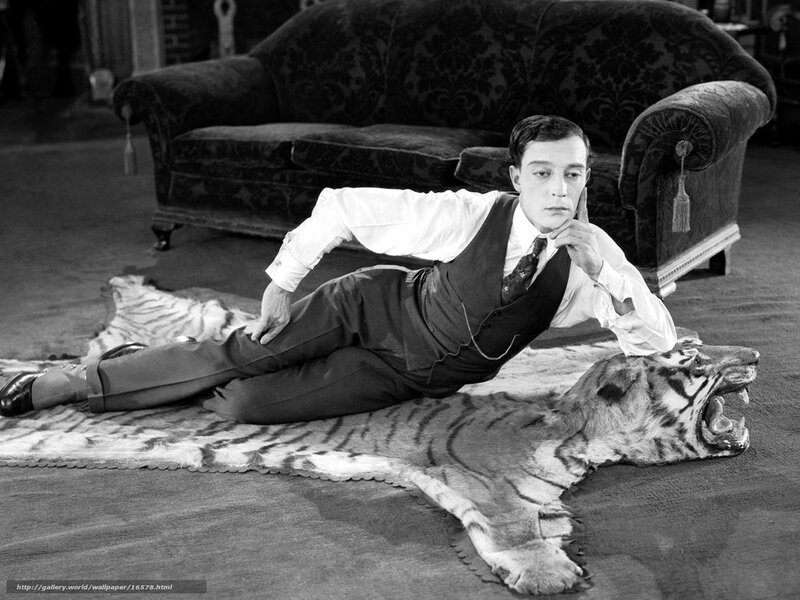 Man on tiger rug