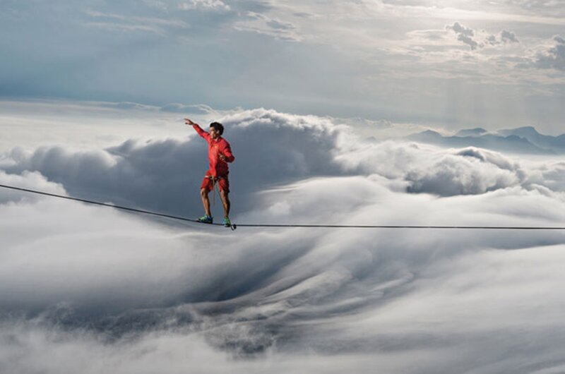 Man on Tightrope — Red