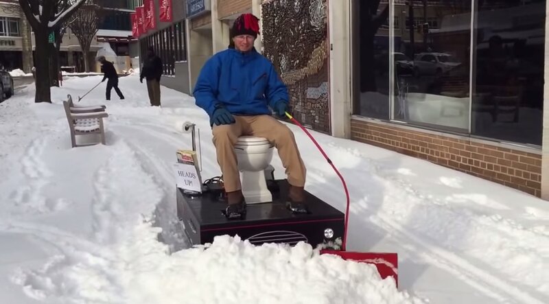 Man on Toilet Snowplow