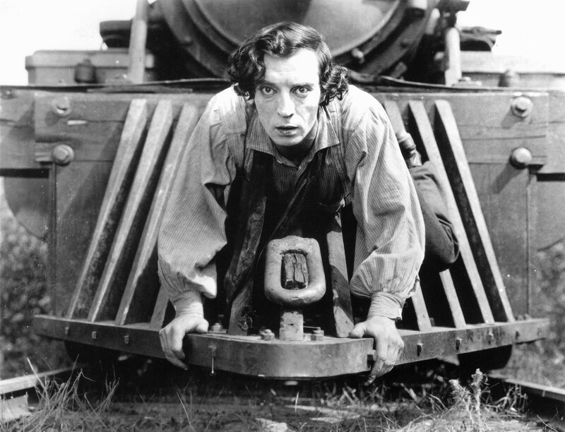 Man on Train Engine — Black