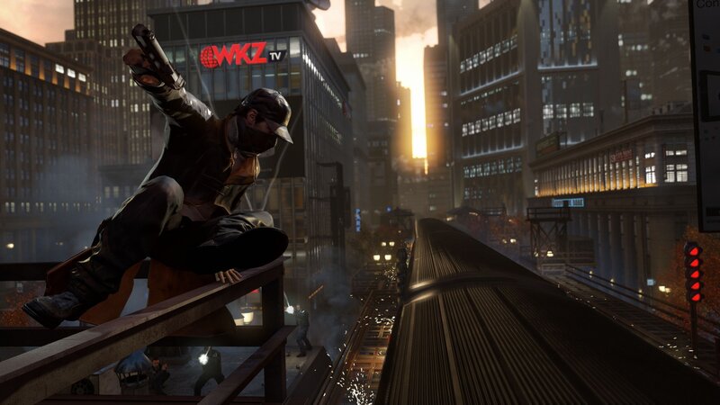 Man on Train Roof — Gray, Dramatic