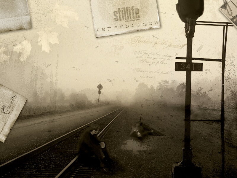 Man on train tracks in fog