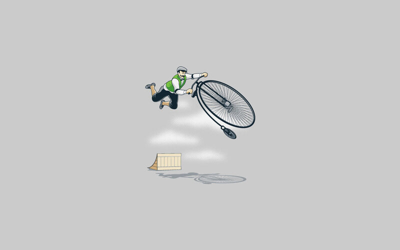 Man on vintage bicycle