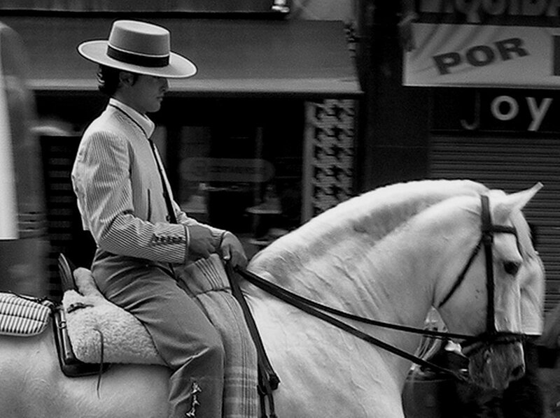 Man on White Horse — Black