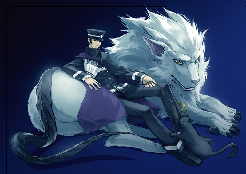 Man on White Lion