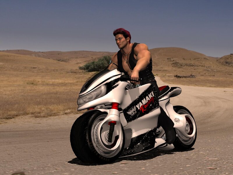 Man on White Motorcycle — Dry
