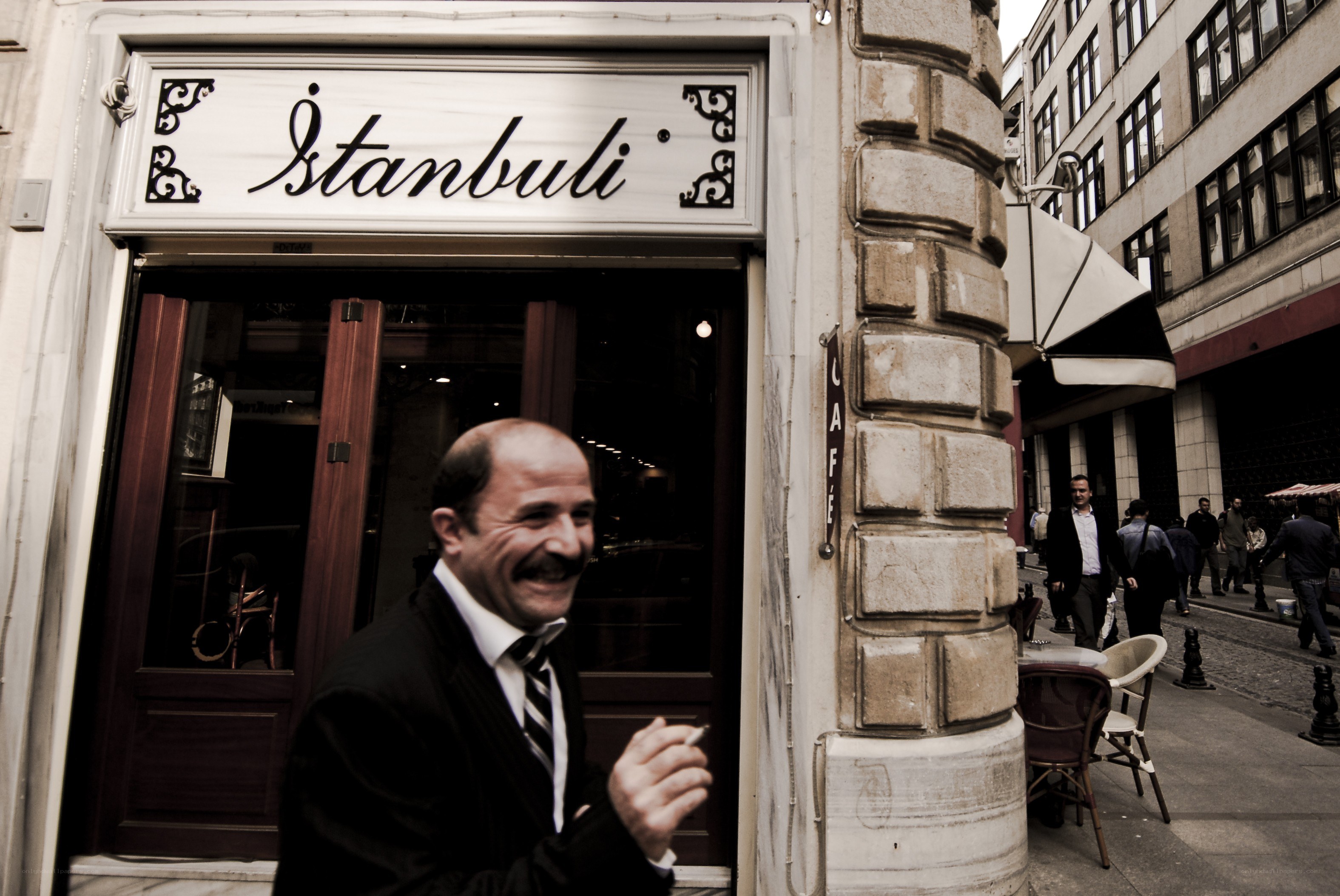 Man outside Istanbul cafe