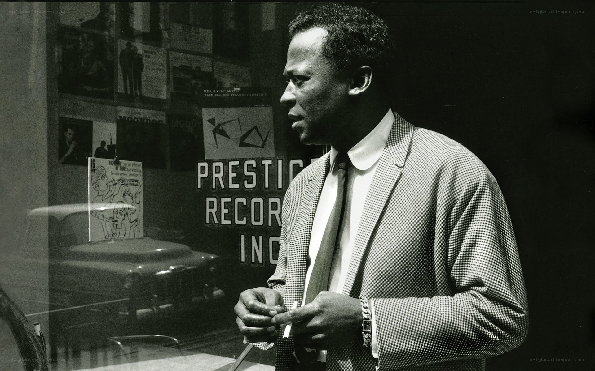 Man outside record store
