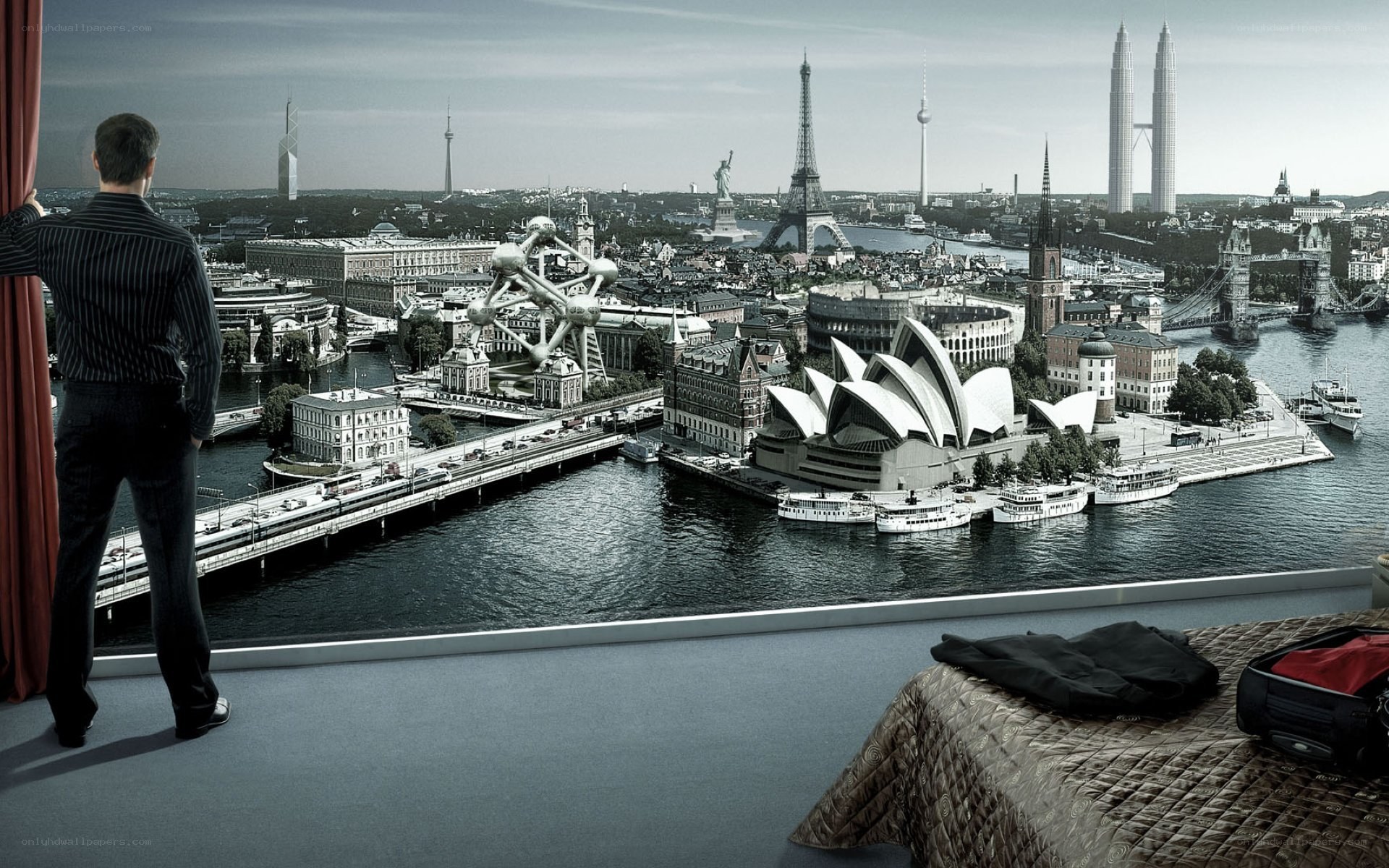 Man overlooking city skyline