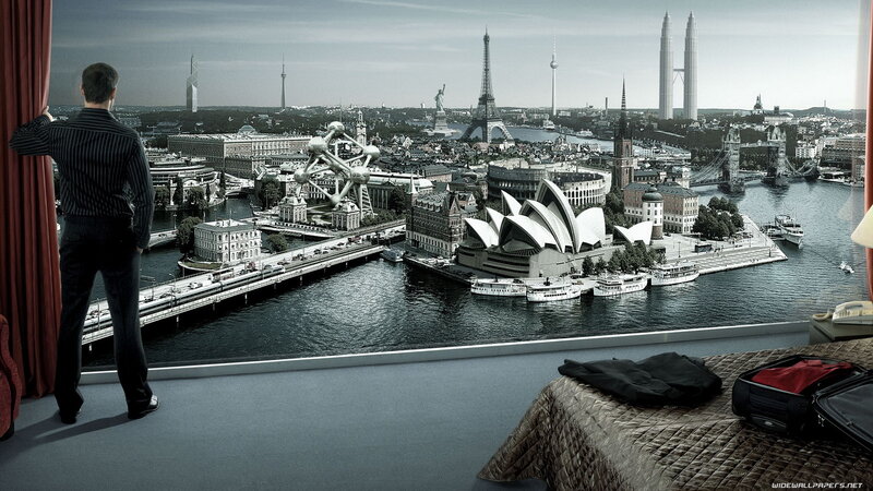 Man overlooking cityscape