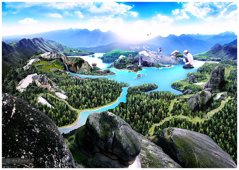 Man Overlooking Lake