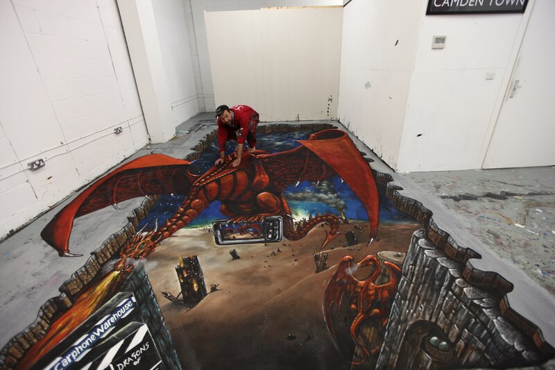 Man Painting Dragon Mural