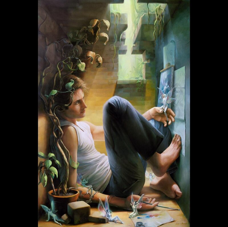 Man Painting Fairies