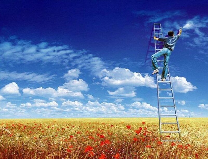 Man painting the sky