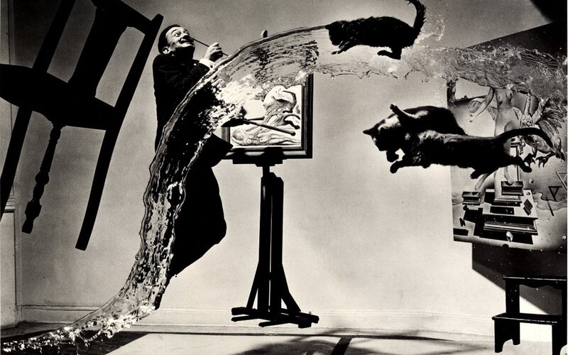 Man Painting with Cats — Black