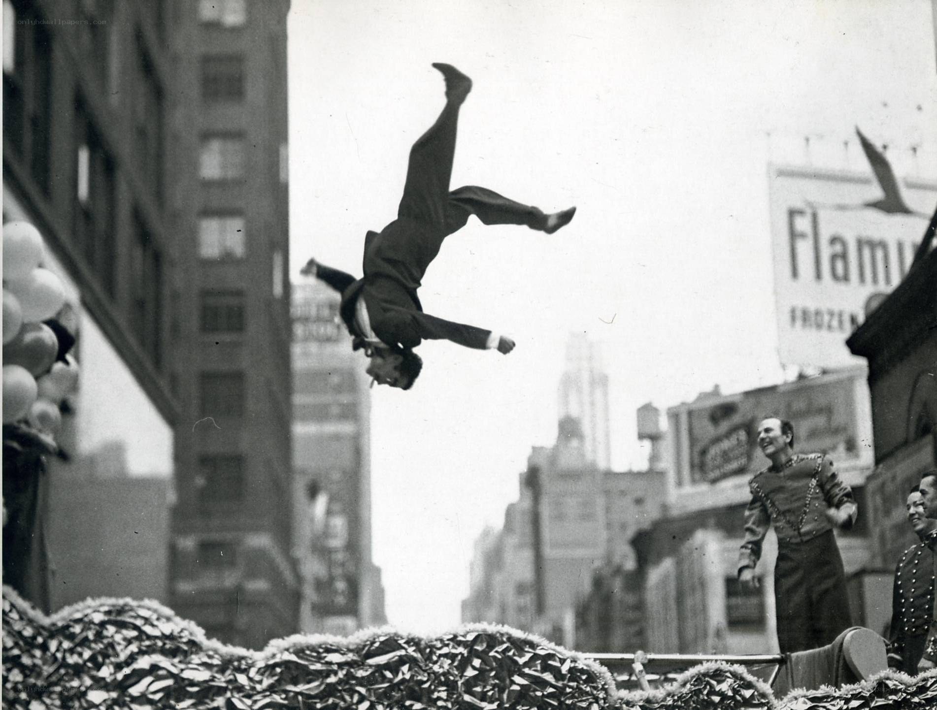 Man performing acrobatic flip