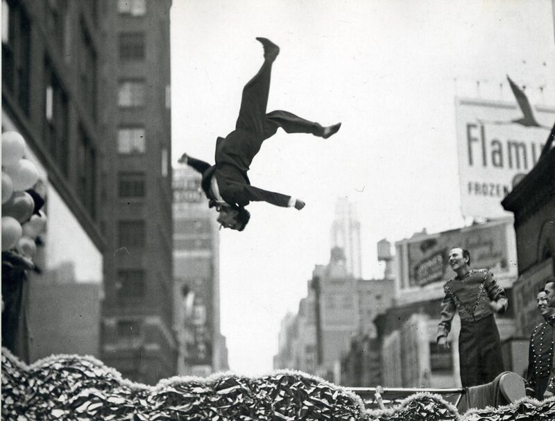 Man Performing Acrobatic Flip — Black