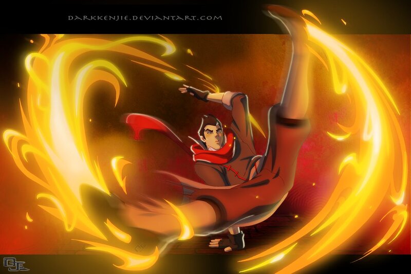 Man Performing Fire Kick