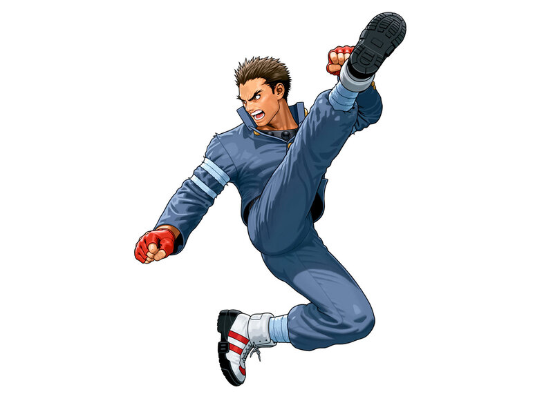 Man Performing High Kick — Blue