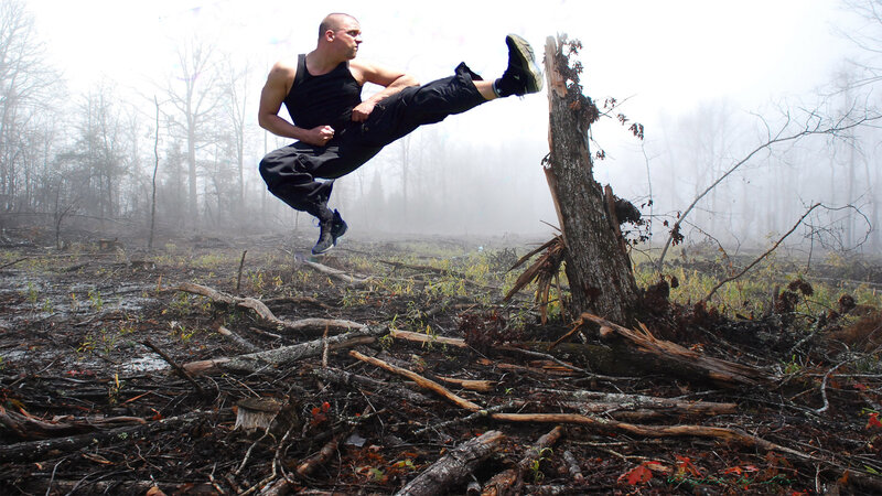 Man Performing Kick — Black