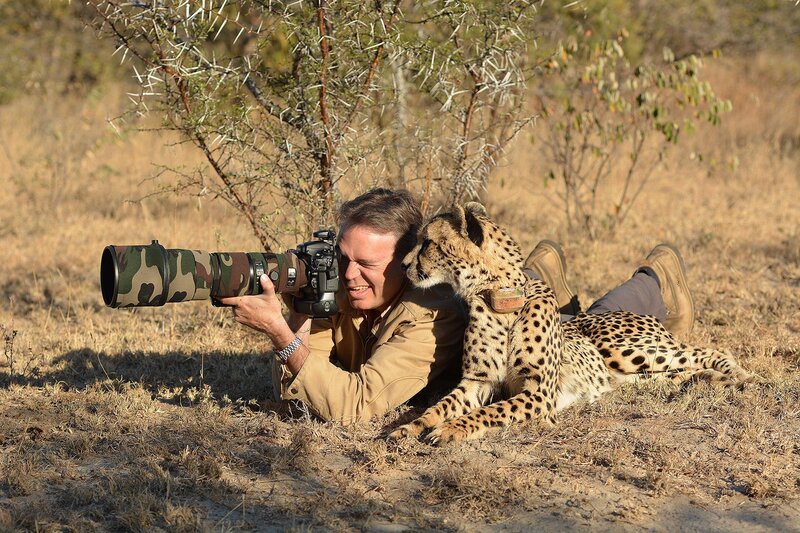 Man Photographing Cheetah