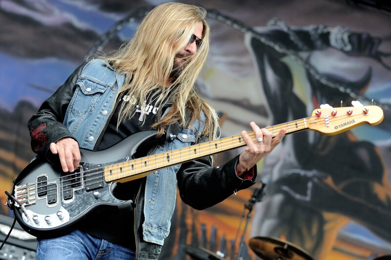 Man Playing Bass Guitar — Black, Energetic