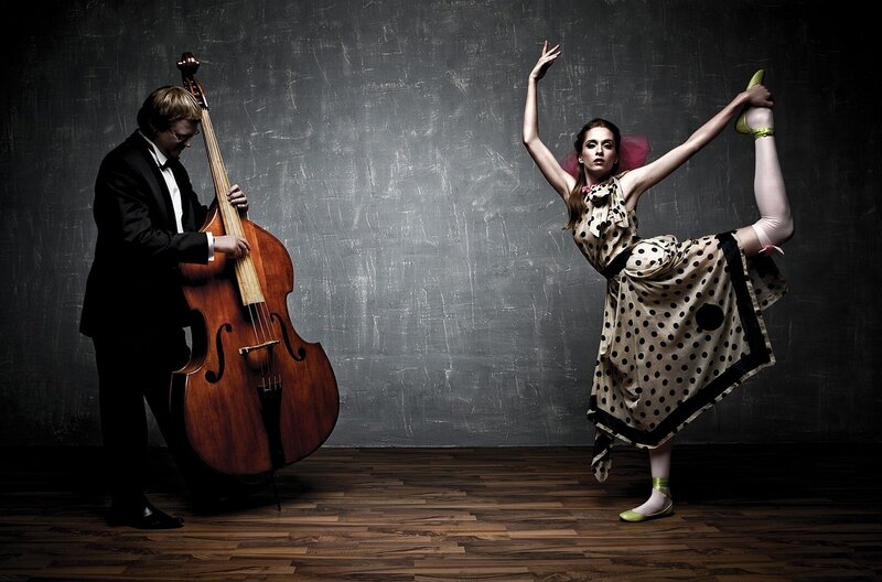 Man Playing Cello and Dancer