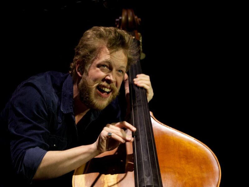 Man Playing Double Bass — Black