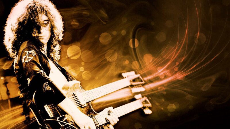 Man Playing Double-neck Guitar — Brown