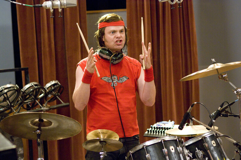 Man playing drums in studio