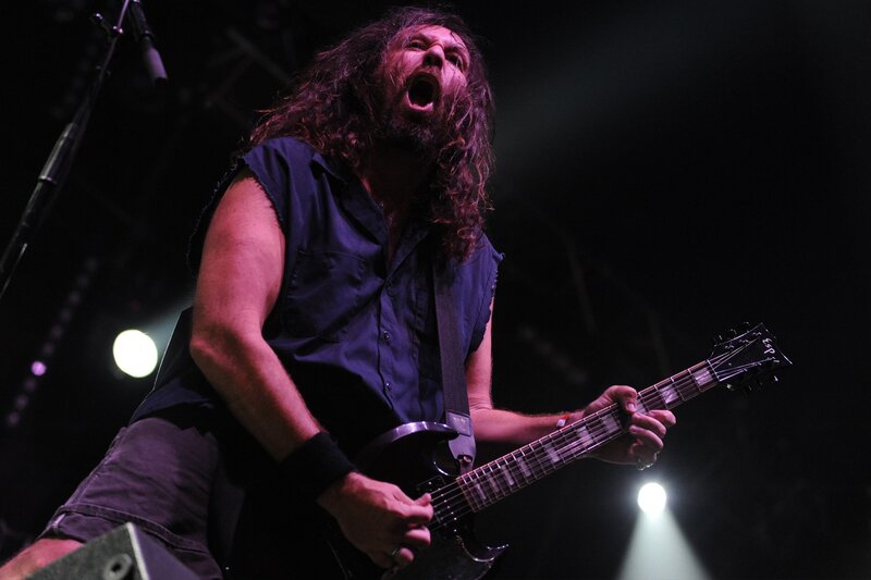 Man Playing Electric Guitar — Black, Intense, Night
