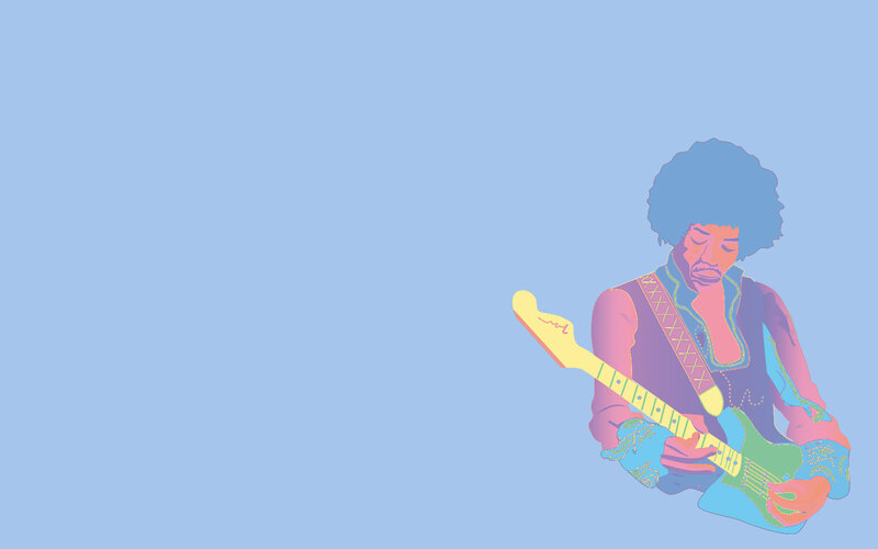 Man Playing Electric Guitar — Blue, Calm, Illustration
