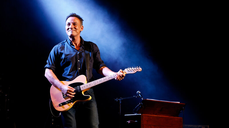 Man Playing Electric Guitar — Blue, Dramatic, Night