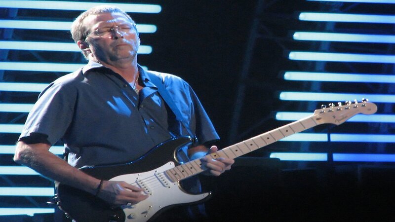 Man Playing Electric Guitar — Blue