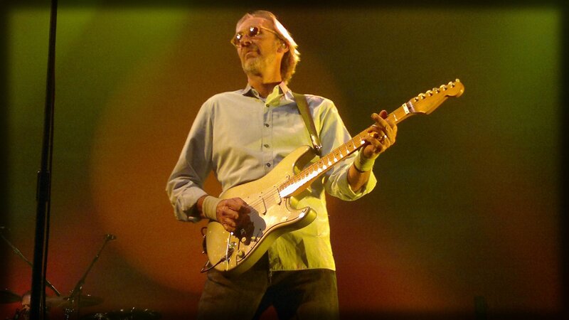 Man Playing Electric Guitar — Green, Dramatic, Photograph