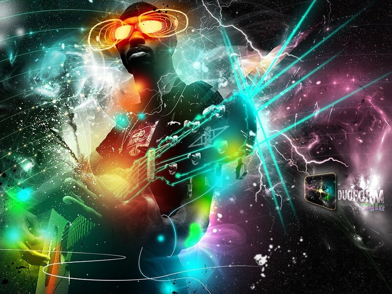 Man Playing Electric Guitar — Green