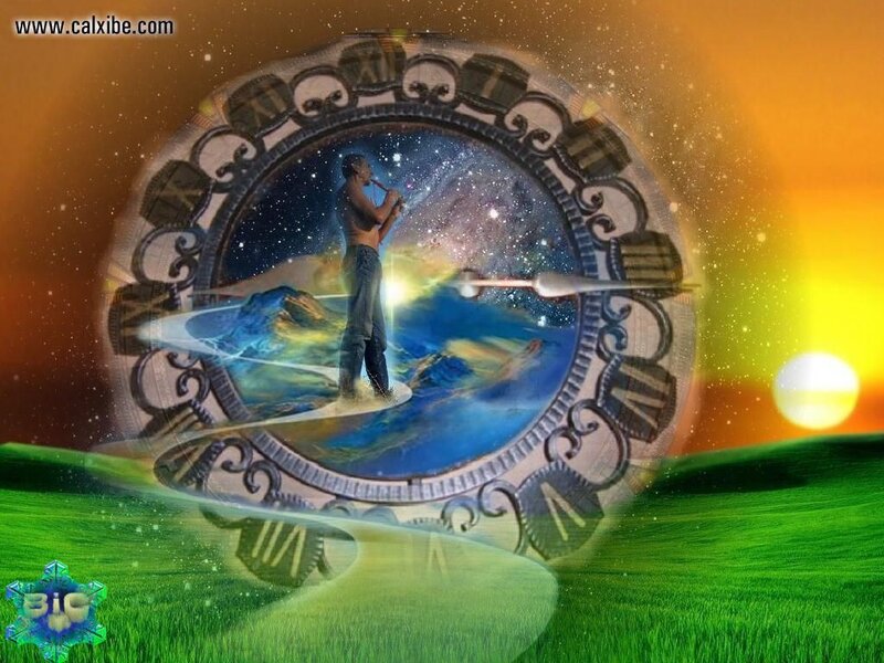Man Playing Flute in Clock