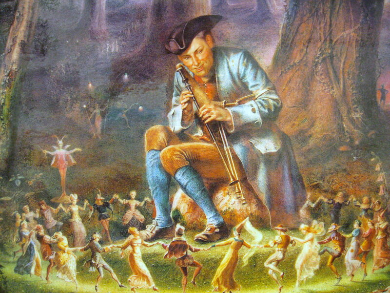 Man Playing Flute in Forest