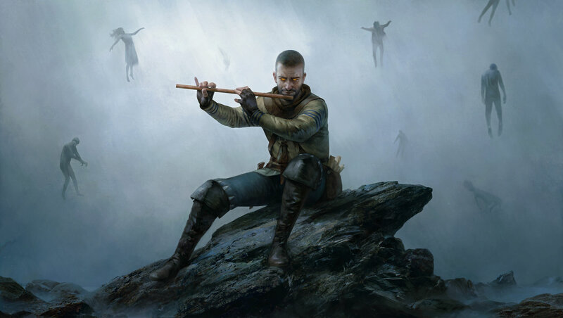 Man Playing Flute on Rock