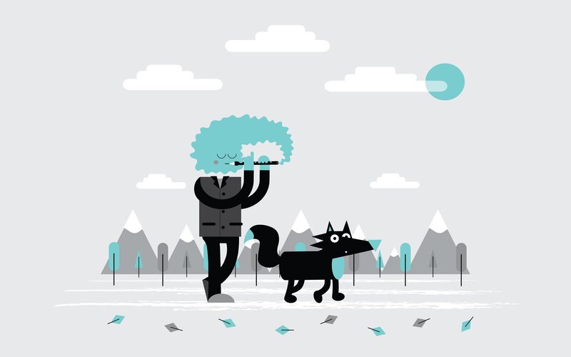 Man Playing Flute with Dog