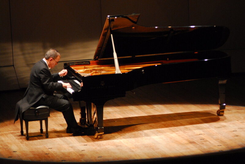 Man Playing Grand Piano — Black