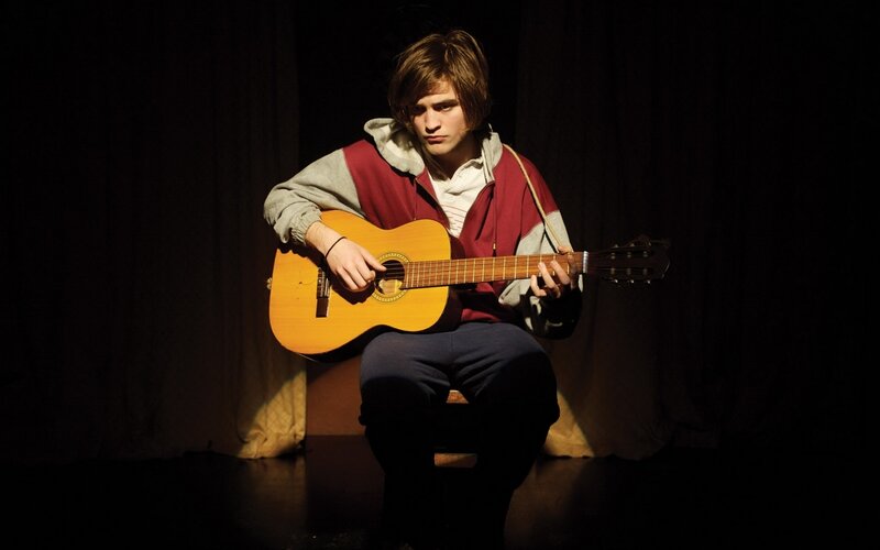 Man Playing Guitar — Black, Dramatic, Night, Photograph, Hoodie